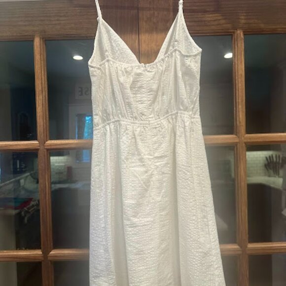 🔹Love at‎ First Sight White Spaghetti Strap Dress with Peekaboo Detail - Picture 3 of 5